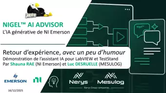Luc DESRUELLE expert LabVIEW Champion présente IA OpenAI NI NIGEL spécialisée test et mesure